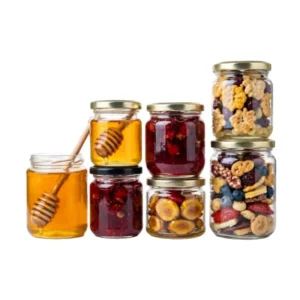 100ml 350ml 500ml 1000ml Empty Round Bottle Transparent Glass Bottle with Lid for Jam Honey Pickle Nut