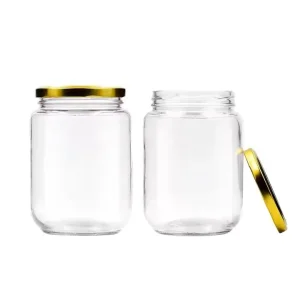 100ml 500ml Round Wide Mouth Food Storage Dressing Pickles Salad Jam Canning Glass Storage Jar Glass Honey Jars with Lids