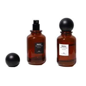 100ml Amber Cylinder Glass Perfume Spray Bottle with Black Cap