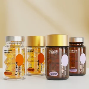 100ml Clear Amber Glass Capsule Bottle with Wide Mouth for Vitamin D3, Gummies, and Nutritional Supplements