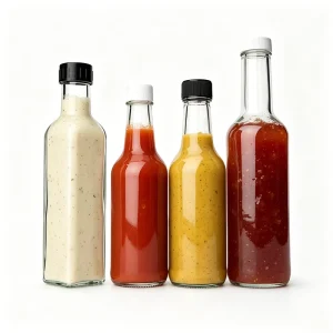 100ml Clear Glass Sauce Bottle for Tomato Ketchup Hot Filling Leak-Proof Cap