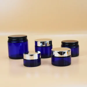 100ml Cobalt Blue Glass Cosmetic Cream Jar with Lid