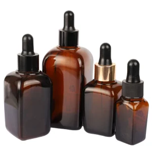 100ml Custom Square Transparent Amber Essential Oil Glass Dropper Bottle