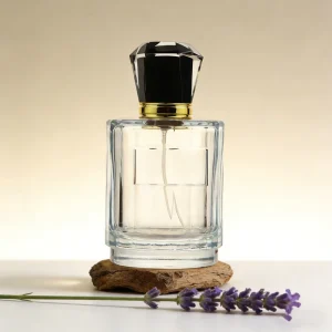 100ml Empty Round Square Glass Oil Perfume Bottle with Box Packaging Factory Price Crimp Type Glass Fragrance Bottle with Lid