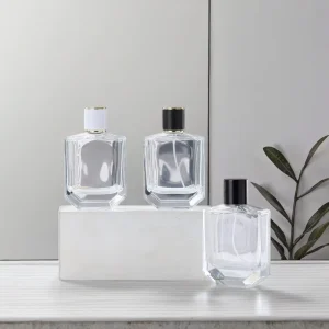 100ml Flat Square Glass Perfume Bottle with Sharp Edges, Custom Logo Pump Sprayer, 100pcs