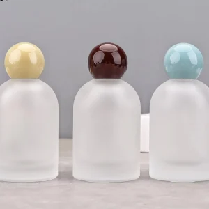 100ml Frosted Oval Glass Perfume Spray Bottle with Plastic Round Cap and Silver Spray Head