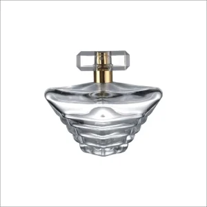 100ml Futuristic Glass Perfume Bottle with Layered Shell Design Crystal Cap Screen Printing Rubber Stopper