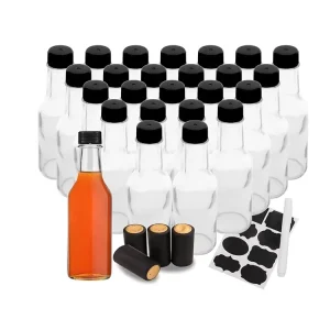 100ml Mini Empty Glass Hot Sauce Bottles with Plastic Lids for Chilli and Tomato Sauce