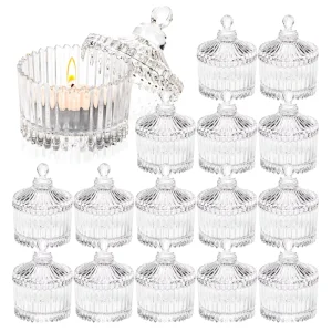 100ml Mini Matte Embossed Wedding Glass Candle Jar with Glass Holder