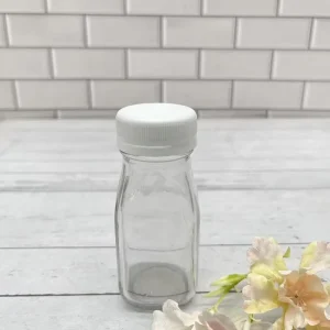 100ml Square Glass Shot Bottles with Plastic Tamper-Proof Lid for Cold-Pressed Fresh Juice