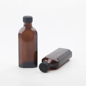 100ml Square Pharmaceutical Brown Glass Medicine Bottles with Screw Cap Empty for Syrup Oral Liquid Packaging Use