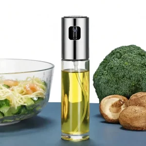 100ml Stainless Steel Oil Sprayer Glass Bottle Transparent Pressed Metal Oil Bottle for BBQ Kitchen Cooking