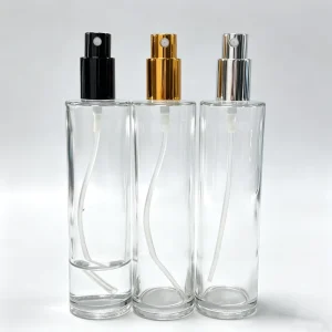 100ml Straight Tall Glass Spray Bottle With Three Color Electroplated Pump for Travel Perfume and Facial Mist