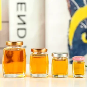 100ml180ml Empty clear Glass Honey Jar square Jam Food Jar with Airtight Lid