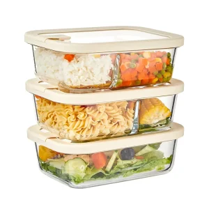 1040ml Borosilicate Glass Rectangular Lunch Box and Food Storage Container with Silicone Tempered Glass Lid