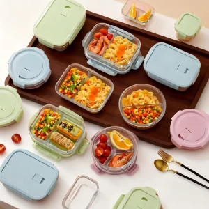1040ml Flat Glass Food Storage Lunch Box Food Packaging Container with Screen Printing Surface Handling