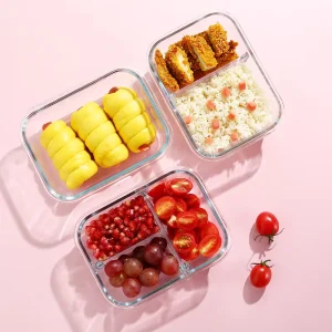 1040ml Flat Glass Food Storage Lunch Box with Screen Printing