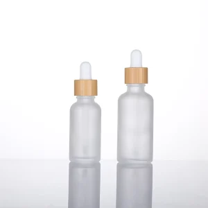 10ml 15ml 30ml 50ml 100ml Frosted Glass Oil Bottle Bamboo Dropper Matte White Bulb And Glass Pipette