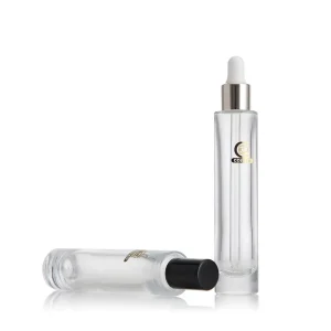10ml 15ml Slender Shape Glass Dropper Bottle with Silver Dropper for Skincare Packaging