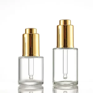 10ml 20ml 30ml 50ml Clear Glass Oil Dropper with Silver or Gold Dropper