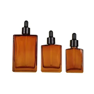 10ml 30ml 50ml 60ml 80ml 100ml Flat Shoulder Amber Frosted Dropper Bottle Serum Glass Bottle