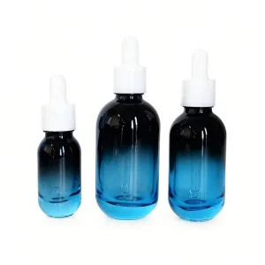 10ml 30ml Round Cosmetic Blue Face Hair Serum Essential Oil 50ml Glass Dropper Bottles