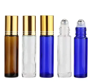 10ml Amber Clear Blue Glass Roll-On Essential Oil Roller Bottle