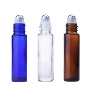 10ml Amber, Clear, and Blue Glass Roll-On Perfume Bottles with Stainless Steel Metal Roller Balls