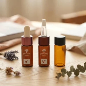 10ml Amber Glass Essential Oil Bottle with Dropper & Multiple Caps Custom Logo Cosmetic Packaging OEM ODM