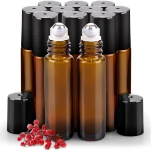 10ml Amber Glass Roller Bottle Accept Customization Factory Price Roll on Perfume Oil Bottle with Roller for Ball