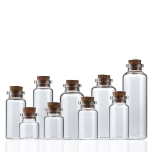 10ml Amber Mini and Tall Test Tube Glass Bottle Jar with Wooden Cork Stopper