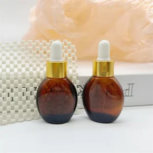10ml Amber Oval Shape Fancy Essential Oil Glass Dropper Bottles