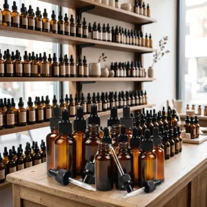 10ml Amber Round Hair Essential Massage Oil Dropper Glass Bottles with Silk Screen Printing for Diapers