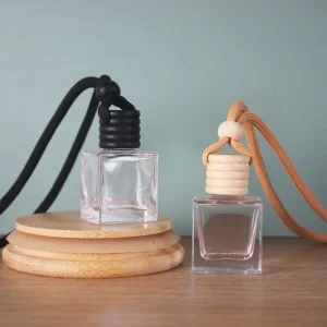 10ml Car Hanging air Freshener Fragrance with Wooden Lid Diffuser clear Car Perfume Glass Bottle Aroma Diffuser Bottle