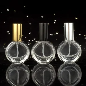 10ml Custom Logo Clear Round Refillable Glass Perfume Spray Bottles with Silver Gold Black Cap