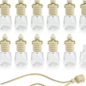 10ml Empty Aromatherapy Glass Perfume Diffuser Bottles with Hanging Rope Cork Ornaments for Car Home Office Essential Oil