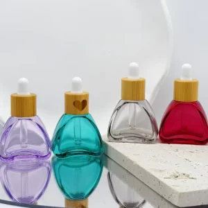 10ml Flat Essential Oil Colorful Glass Dropper Bottles with Bamboo Dropper