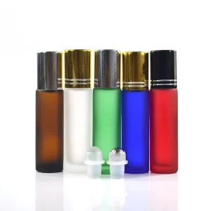 10ml Frost Amber Glass Aromatherapy Stainless Steel Roller Ball Essential Oil Perfume Roll-On Bottle