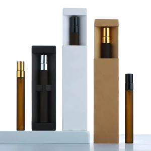 10ml Frost Amber Glass Perfume Vial with Spray Cap Refillable Atomizer in Paper Box for Fragrance Sample Testing