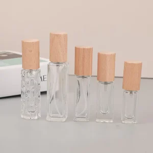 10ml Glass Perfume Bottles Matte Screw Wood Cap Diffuser Compatible Customizable Printing