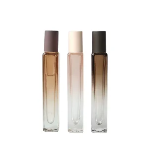 10ml New Style Pink and Coffee Bottle Roll on Bottle Square Thick Bottom Perfume Essential Oil Glass Roller Ball Bottle