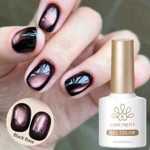 10ml Pink Glass Bead Cat Eye Gel Polish, TPO-Free Jelly Crystal Cateye Nail Gel with Natural Resin