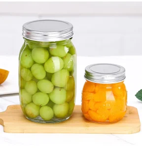 10oz 150ml 300ml 500ml 1000ml Clear Round Carved Glass Mason Jar with Metal Lid