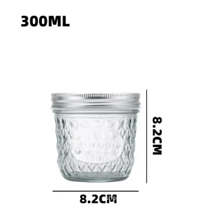 10oz 300ml Wide Mouth 86mm Food Grade Glass Mason Canning Jar with Lid and Band for Jam, Jelly, and Baby Food