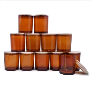 10oz Amber Glass Empty Candle Jar Luxury Candle Holders Candle Packaging Candle Containers Candle Cups with Metal Lids