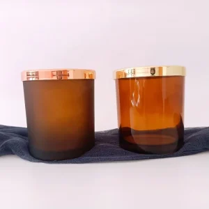 10oz Frosted Amber Glass Candle Jar with Lid and Box