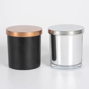 10oz Luxury Glass Candle Jars Gold Electroplated Inside with Metal or Bamboo Lids for Soy Wax Candle Making
