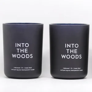10oz Matte Black Frosted Glass Candle Jar with Rounded Bottom and Wood Lid, 105mm Tall, 80mm Top