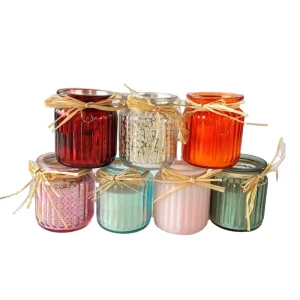 10oz Red, Pink, and Blue Empty Glass Candle Jars