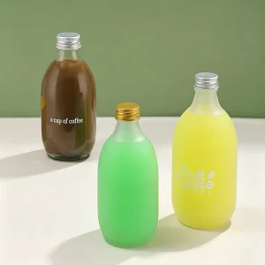12 oz Round Glass Juice Bottles with Aluminum Screw Lid